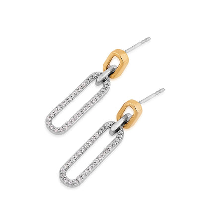 1/5 ct. tw. Diamond Paperclip Drop Earrings in Sterling Silver & 10K Yellow Gold front view