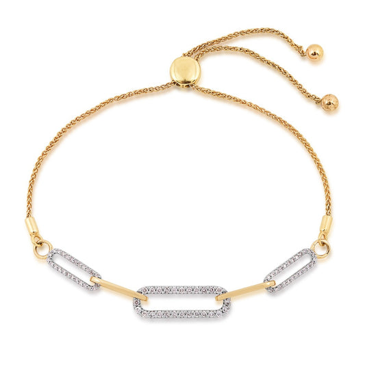 Demi Fine 1/2 ct. tw. Diamond Paperclip Bolo Bracelet in 10K Yellow Gold