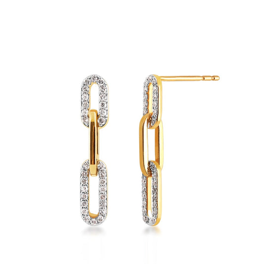 Demi Fine 1/4 ct. tw. Diamond Paperclip Dangle Earrings in 10K Yellow Gold