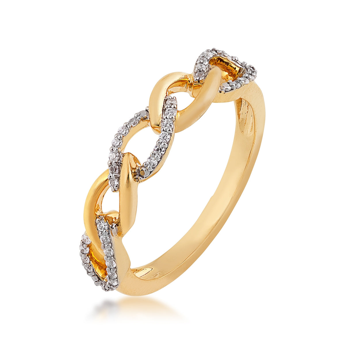 1/8 ct. tw. Diamond Marquise Link Ring in 10K Yellow Gold front view