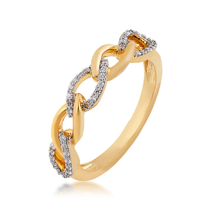 1/8 ct. tw. Diamond Marquise Link Ring in 10K Yellow Gold front view