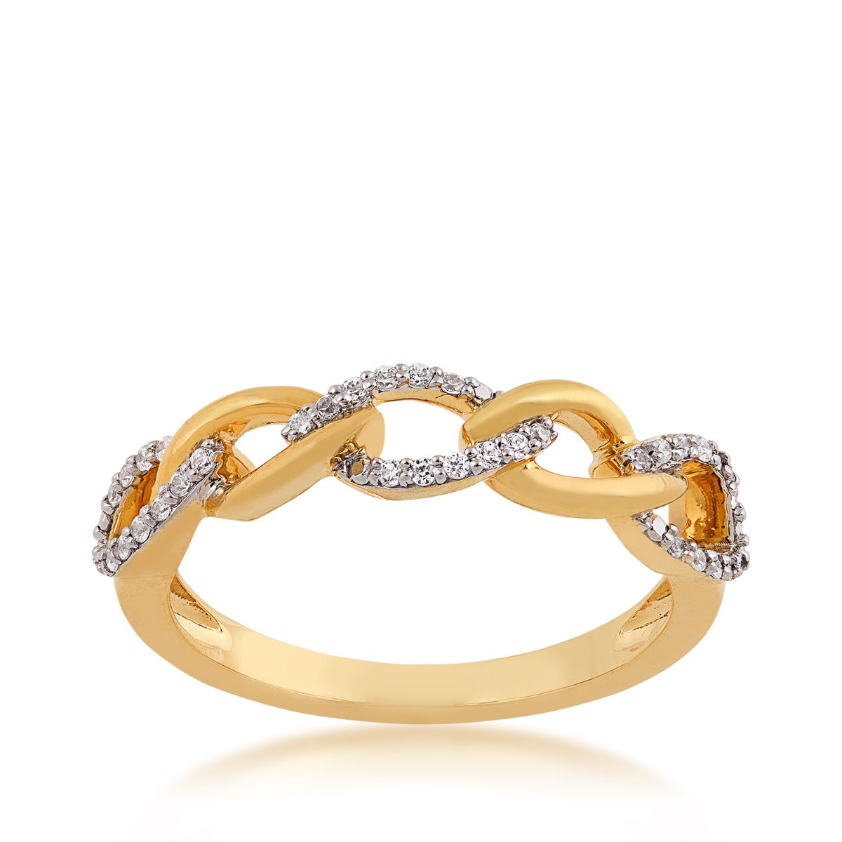 1/8 ct. tw. Diamond Marquise Link Ring in 10K Yellow Gold