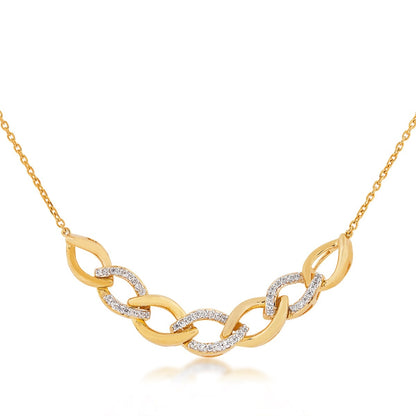 1/5 ct. tw. Diamond Marquise Link Necklace in 10K Yellow Gold