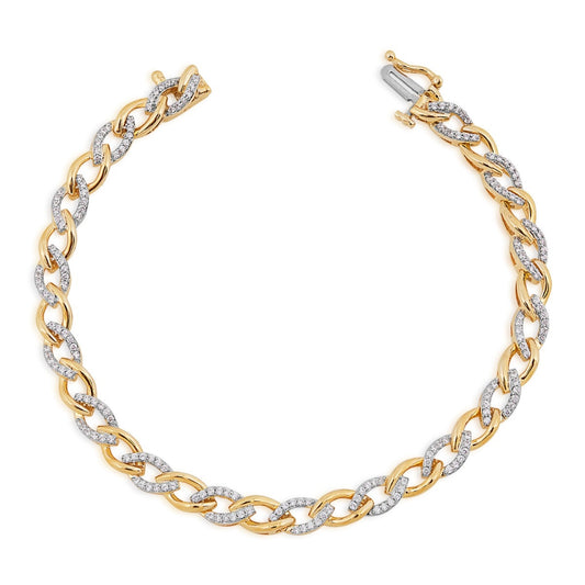 1 ct. tw. Diamond Marquise Link Bracelet in 10K Yellow Gold