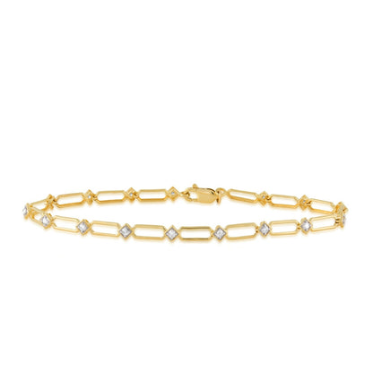 Demi Fine 1/4 ct. tw. Diamond 4mm 7.5-inch Link Bracelet in 10K Yellow Gold