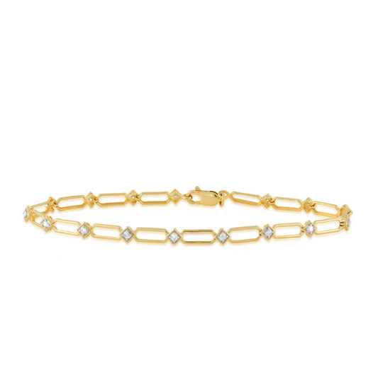 Demi Fine 1/4 ct. tw. Diamond 4mm 7.5-inch Link Bracelet in 10K Yellow Gold