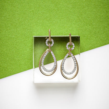 1/4 ct. tw. Diamond Double Pear-Shaped Drop Earrings in 10K Yellow Gold front view