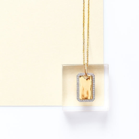 Demi Fine 1/6 ct. tw. Diamond Dog Tag Pendant in 10K Yellow Gold front view