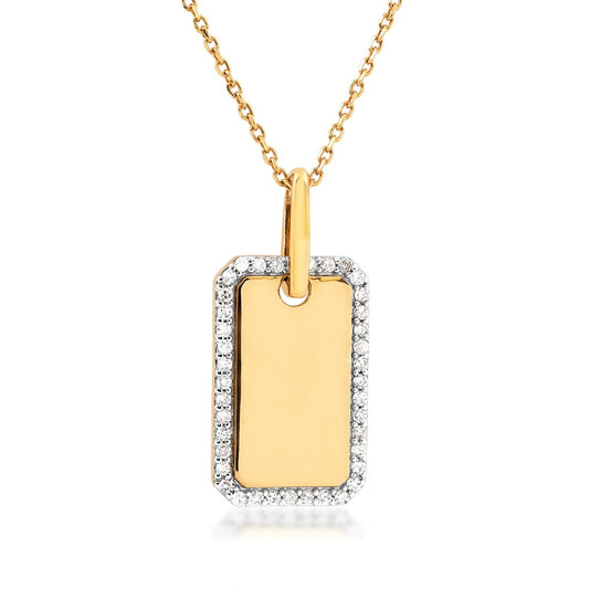 Demi Fine 1/6 ct. tw. Diamond Dog Tag Pendant in 10K Yellow Gold