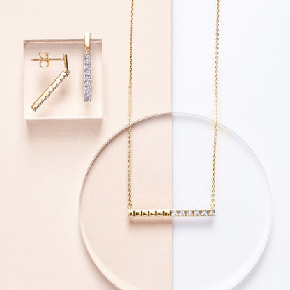 Demi Fine 1/3 ct. tw. Diamond Vertical Bar Dangle Earrings in 10K Yellow Gold front view