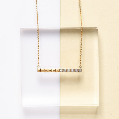 Diamond Accent Cubed Bar Necklace in 10K Yellow Gold front view