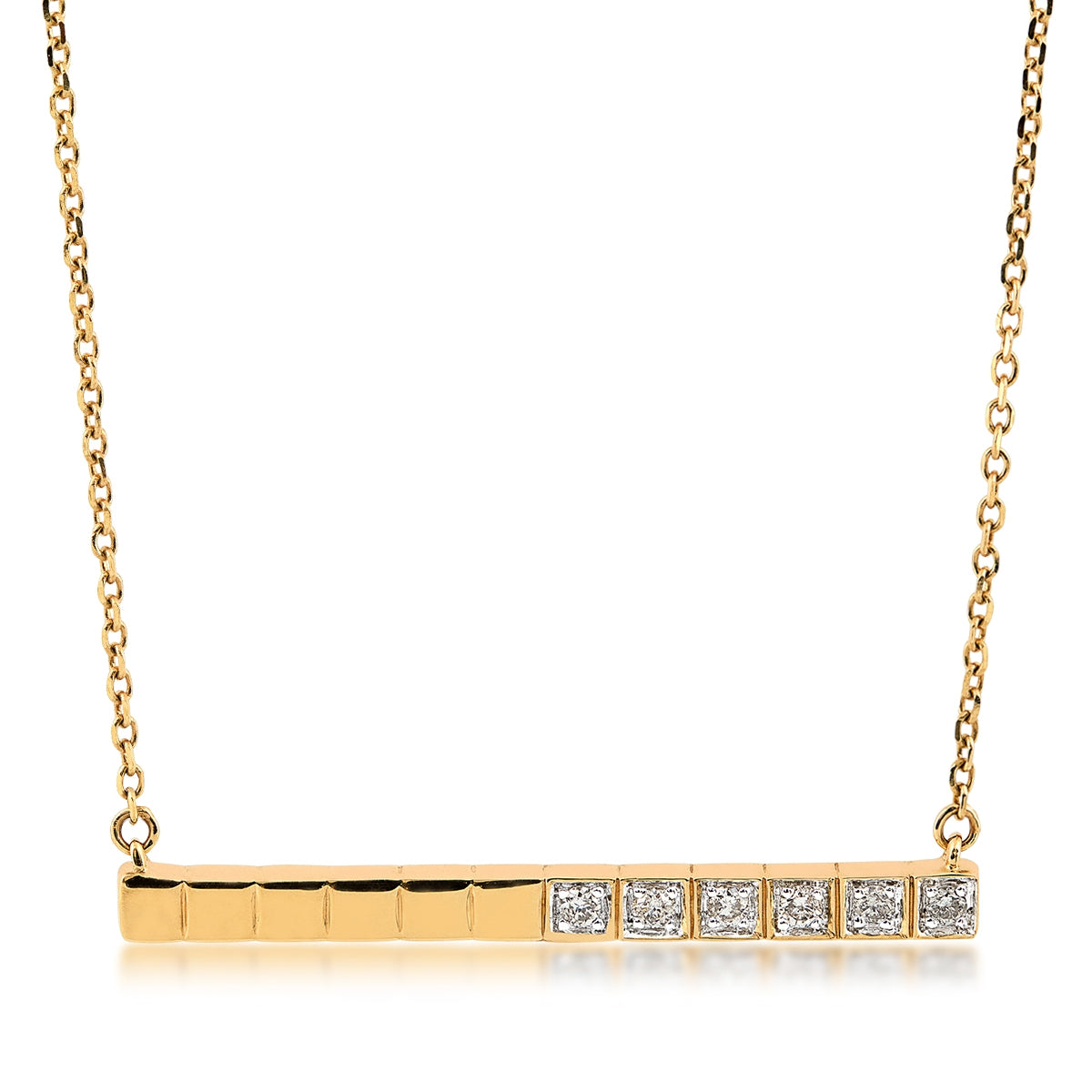Diamond Accent Cubed Bar Necklace in 10K Yellow Gold