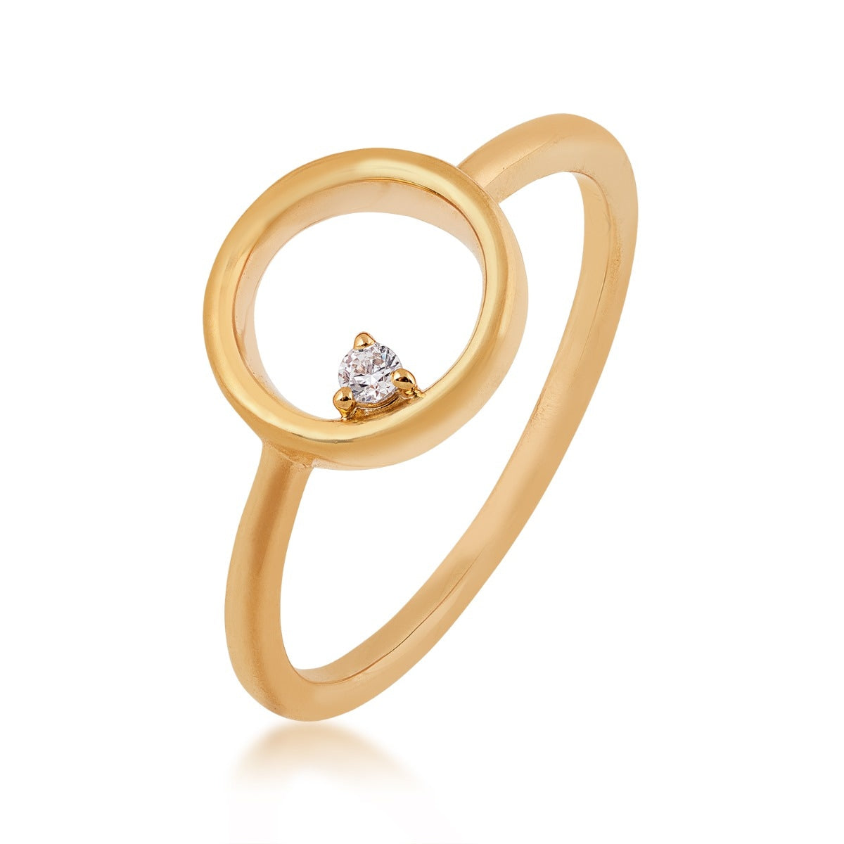 Circle Ring with Diamond Accent in 10K Yellow Gold front view