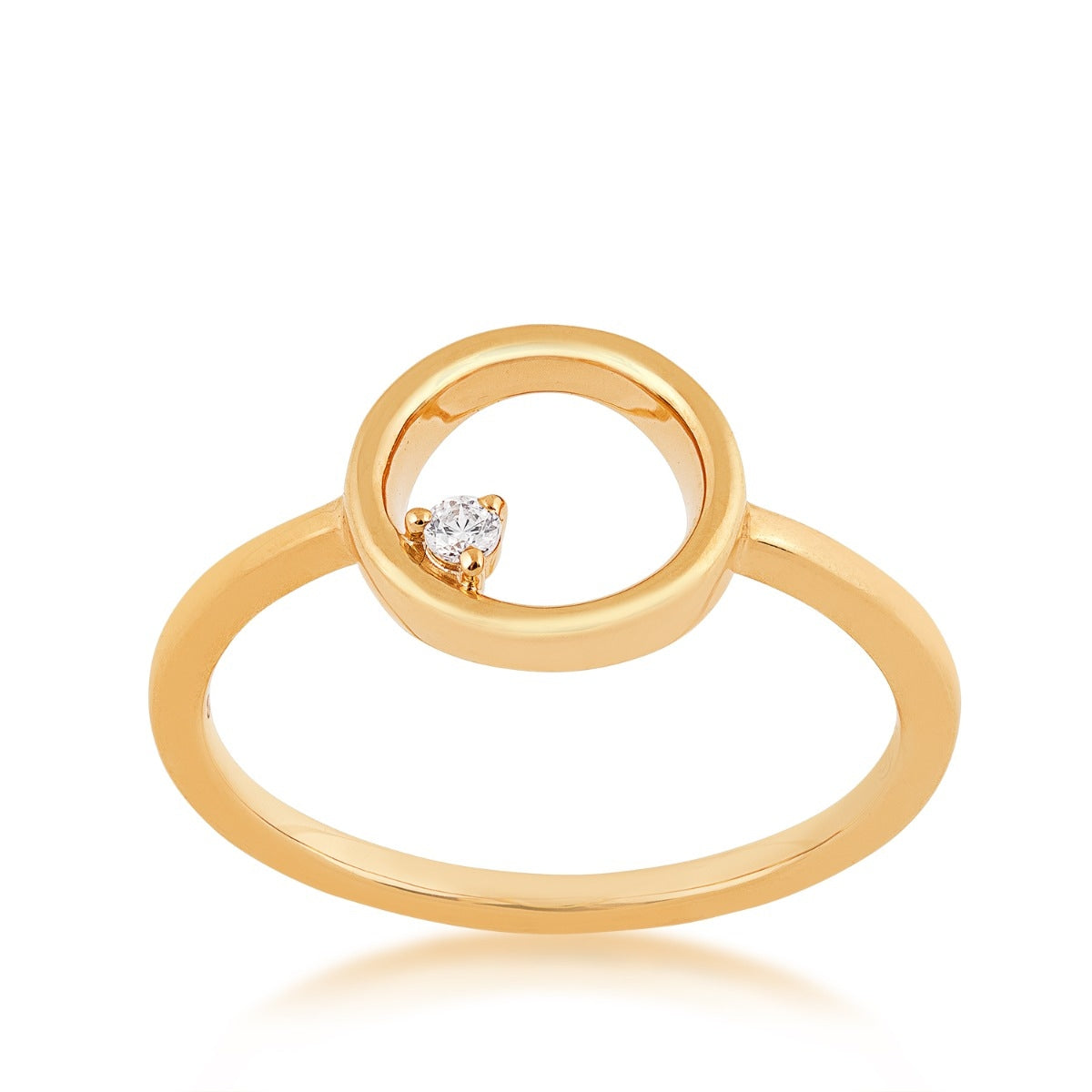 Circle Ring with Diamond Accent in 10K Yellow Gold
