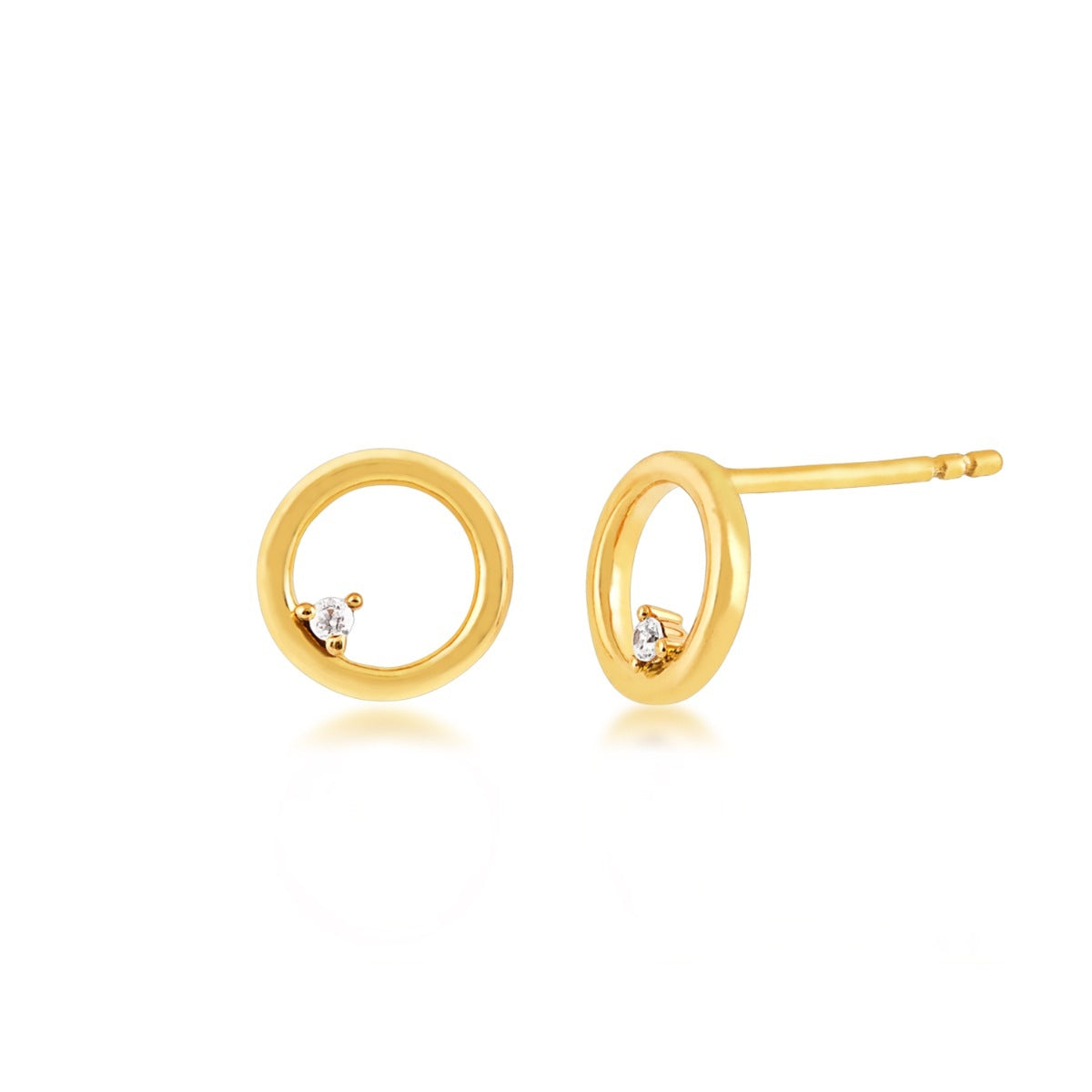 Circle Earrings with Diamond Accents in 10K Yellow Gold