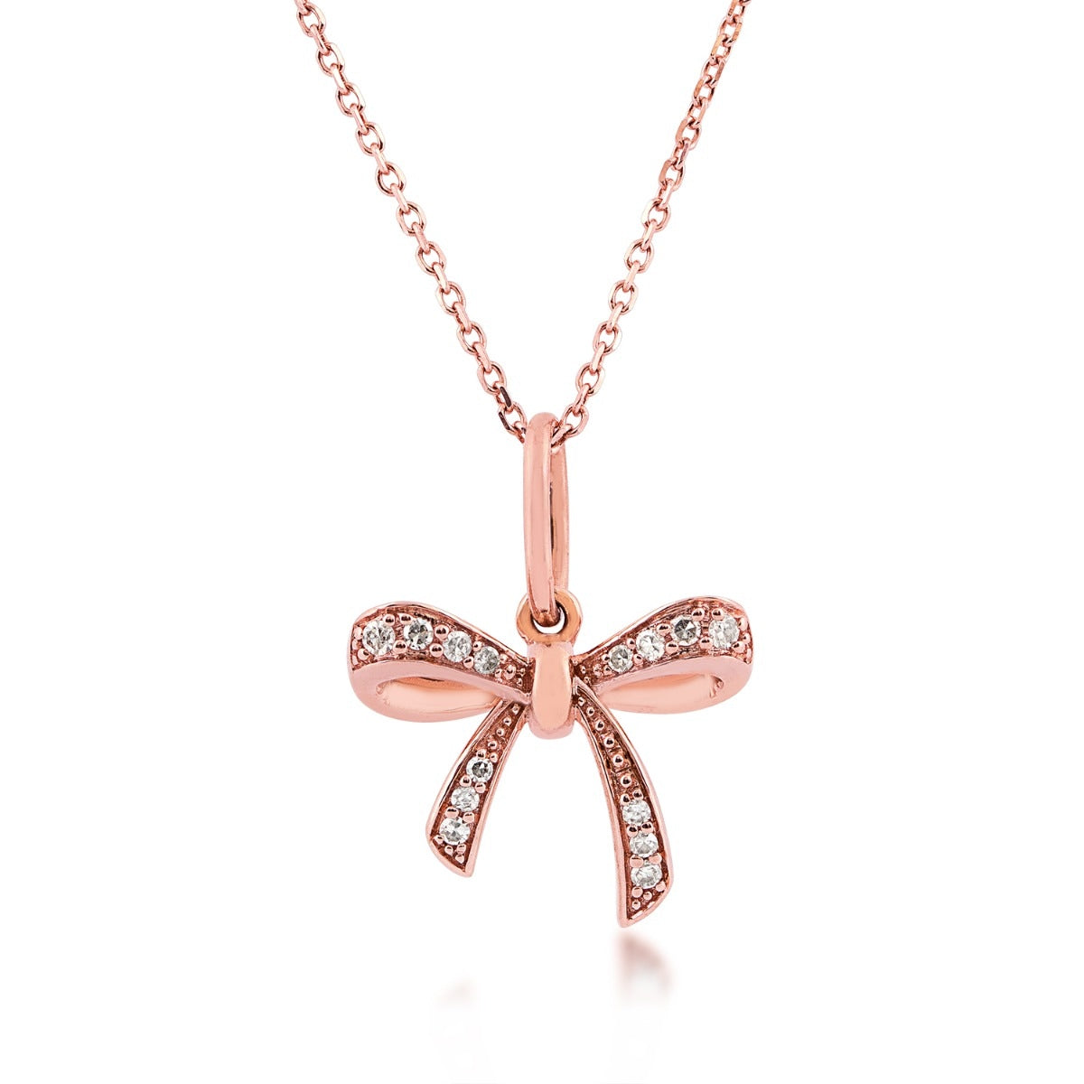 Love Knot Diamond Accent Bow Pendant in 10K Pink Gold