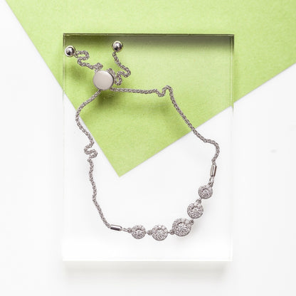 Fairytale Diamonds 1/2 ct. tw. Diamond 5-Station Bolo Bracelet in 10K White Gold close-up detail