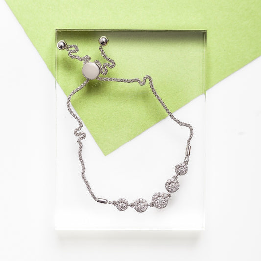 Fairytale Diamonds 1/2 ct. tw. Diamond 5-Station Bolo Bracelet in 10K White Gold close-up detail