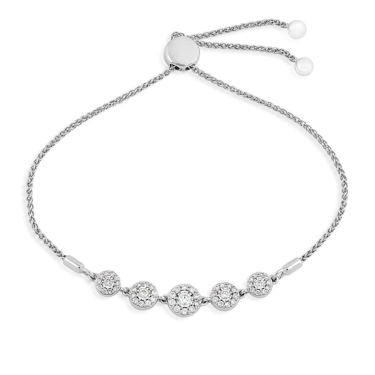 Fairytale Diamonds 1/2 ct. tw. Diamond 5-Station Bolo Bracelet in 10K White Gold