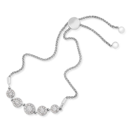 Fairytale Diamonds 1/2 ct. tw. Diamond 5-Station Bolo Bracelet in 10K White Gold front view