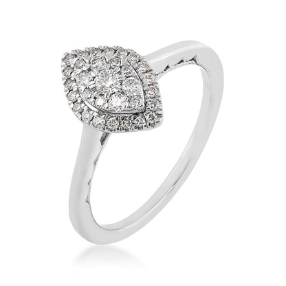 1/3 ct. tw. Diamond Marquise-Shaped Cluster Promise Ring in 10K White Gold front view