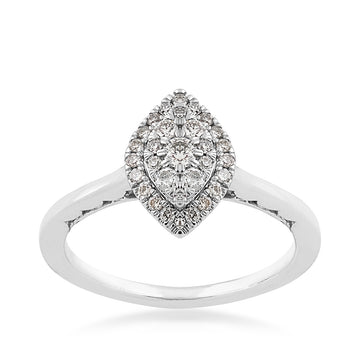 GOLD TAG 1/3 ct. tw. Diamond Marquise-Shaped Cluster Promise Ring in 10K White Gold