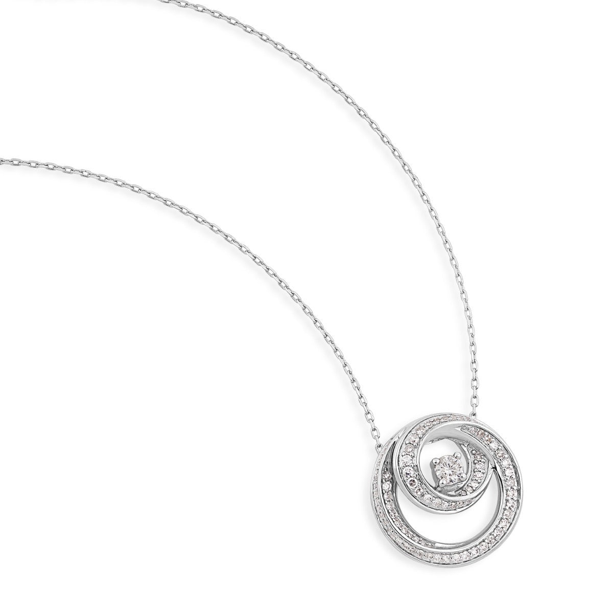 Infinite Love 1/3 ct. tw. Diamond Infinite Circle Pendant in 10K White Gold front view