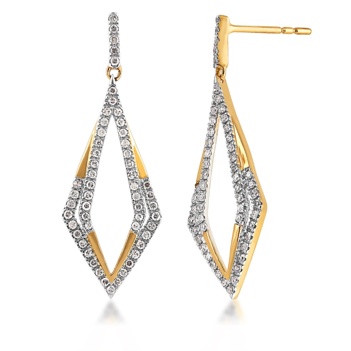 1/3 ct. tw. Diamond Kite-Shaped Dangle Earrings in 10K Yellow Gold