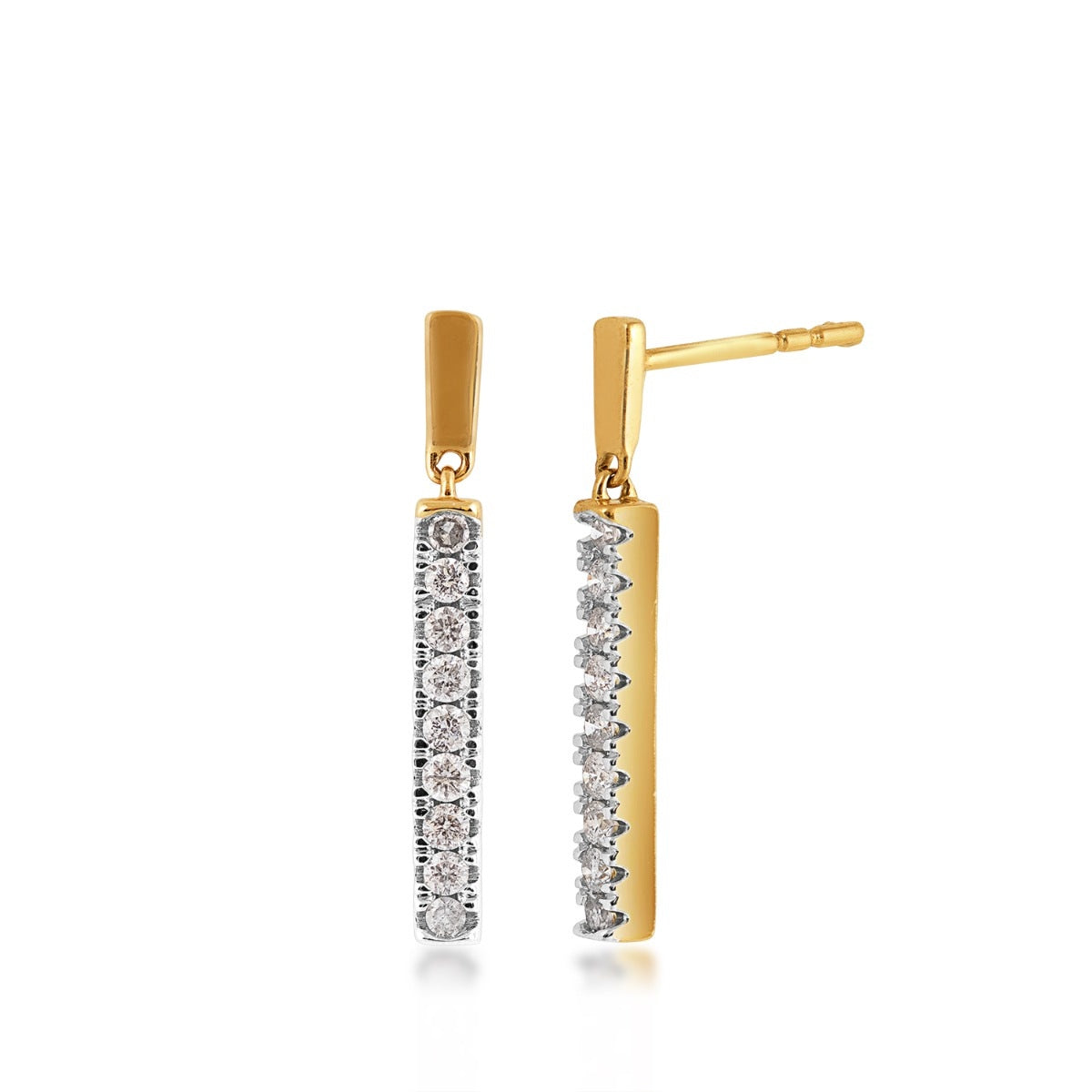 Demi Fine 1/3 ct. tw. Diamond Vertical Bar Dangle Earrings in 10K Yellow Gold