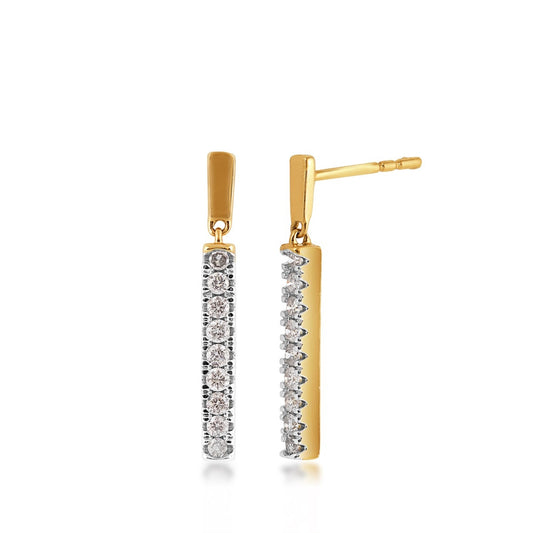 Demi Fine 1/3 ct. tw. Diamond Vertical Bar Dangle Earrings in 10K Yellow Gold
