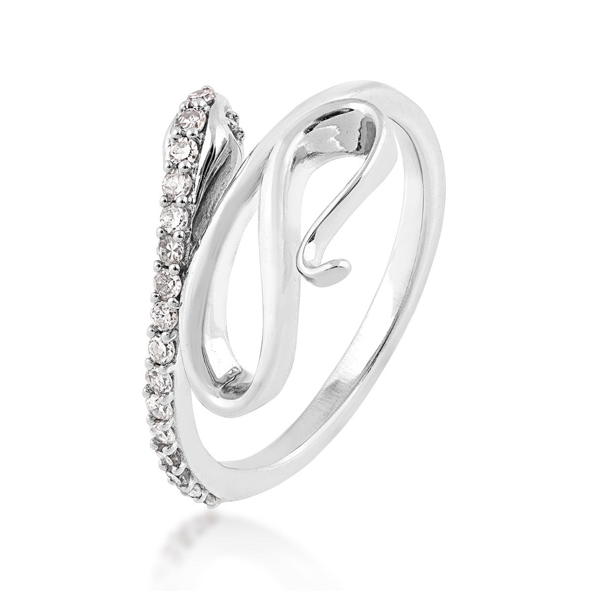 1/5 ct. tw. Diamond Snake Ring in 10K White Gold front view