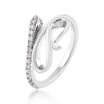 1/5 ct. tw. Diamond Snake Ring in 10K White Gold front view