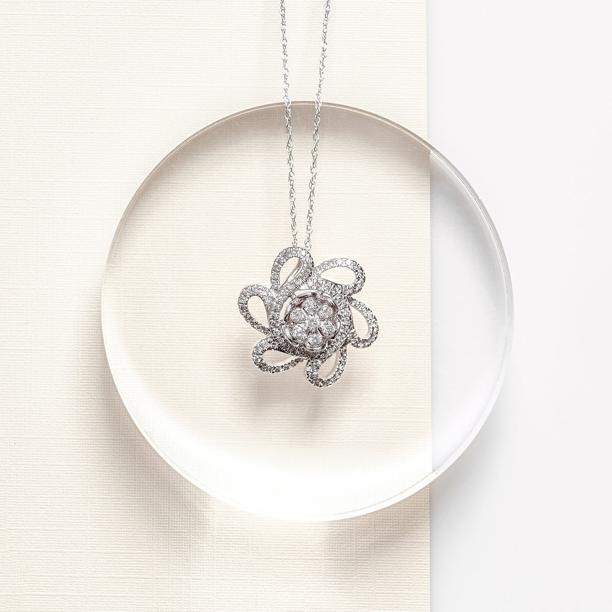 Fairytale Diamonds 3/8 ct. tw. Diamond Flower Pendant in 10K White Gold front view