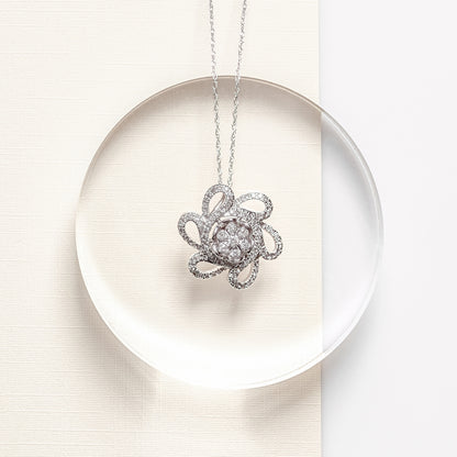 Fairytale Diamonds 3/8 ct. tw. Diamond Flower Pendant in 10K White Gold front view