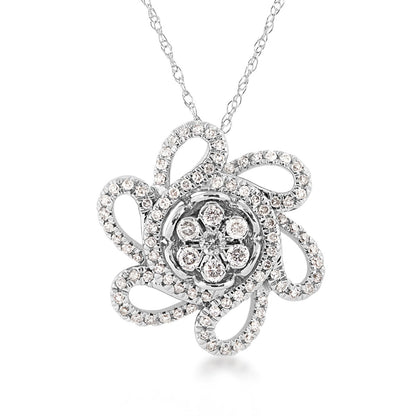Fairytale Diamonds 3/8 ct. tw. Diamond Flower Pendant in 10K White Gold