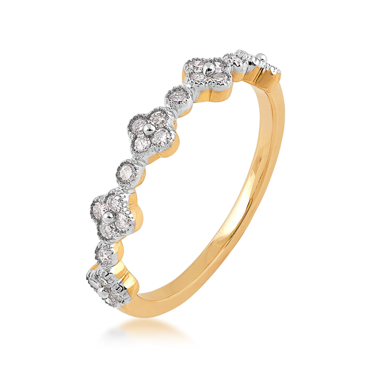 Fairytale Diamonds 1/4 ct. tw. Diamond Quatrefoil Band in 10K Yellow Gold front view