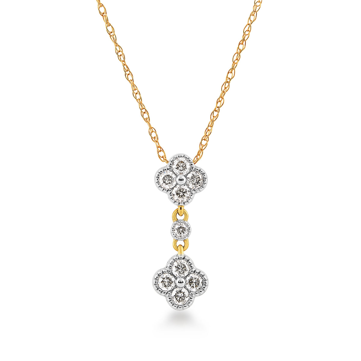 Fairytale Diamonds 1/5 ct. tw. Diamond Quatrefoil Pendant in 10K Yellow Gold