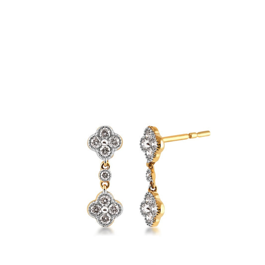 Fairytale Diamonds 1/3 ct. tw. Diamond Quatrefoil Drop Earrings in 10K Yellow Gold