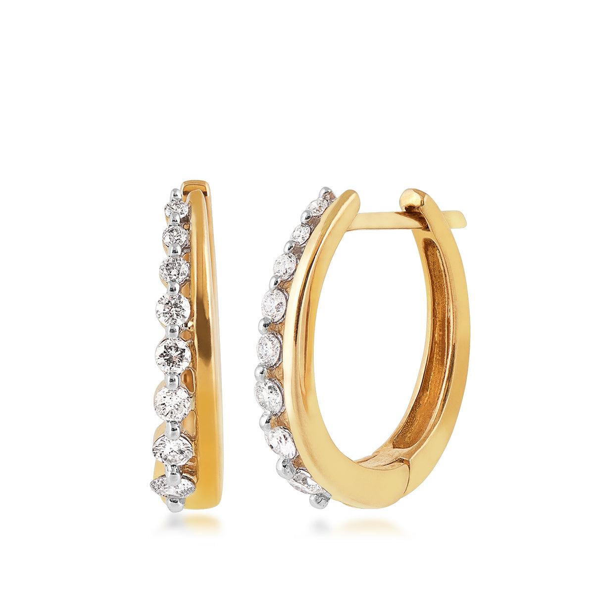 Journey Collection 1/4 ct. tw. Diamond Oval Hoop Earrings in 10K Yellow Gold