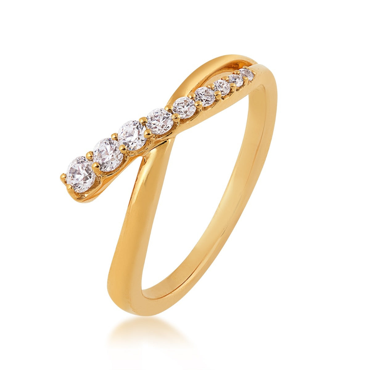 Journey Collection 1/4 ct. tw. Diamond Crossover Ring in 10K Yellow Gold front view