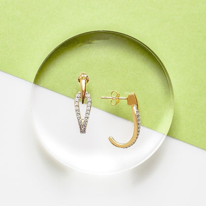 1/3 ct. tw. Diamond Open J-Hoop Earrings in 10K Yellow Gold front view