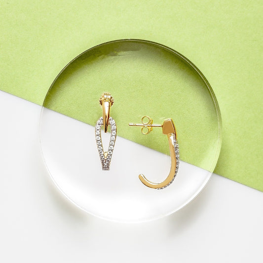 1/3 ct. tw. Diamond Open J-Hoop Earrings in 10K Yellow Gold front view