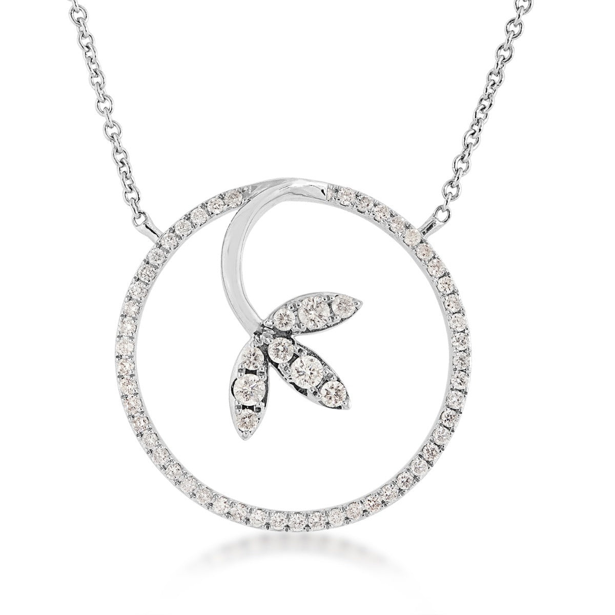 1/3 ct. tw. Diamond Floral Circle Necklace in 10K White Gold
