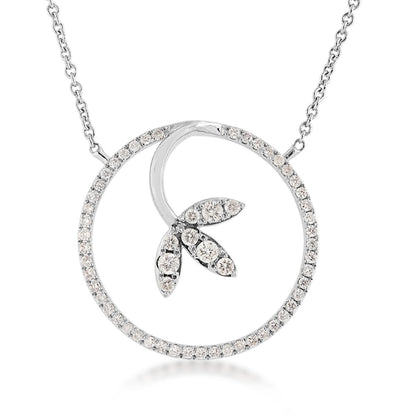 1/3 ct. tw. Diamond Floral Circle Necklace in 10K White Gold