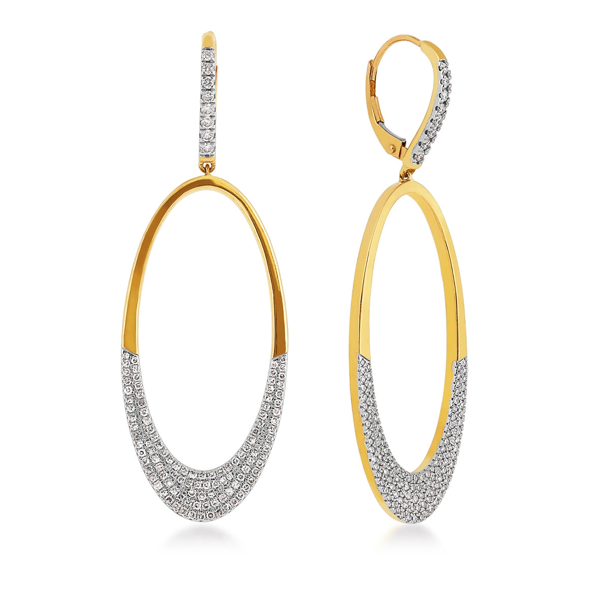 1 ct. tw. Diamond Oval-Shaped Drop Earrings in 10K Yellow Gold