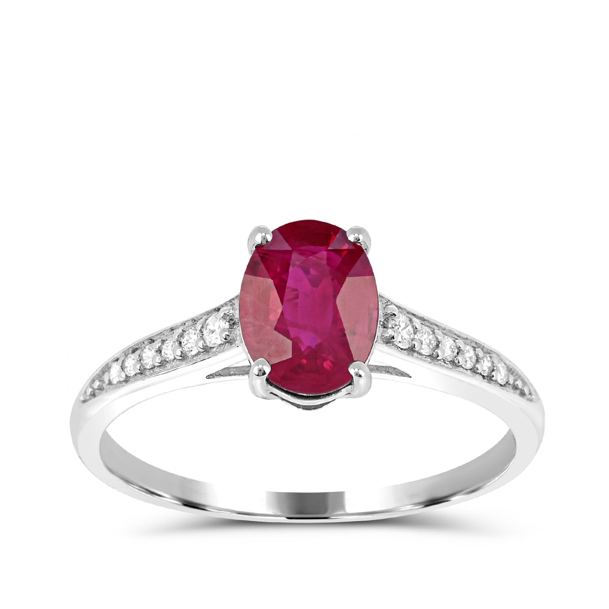 Oval Ruby & Diamond Accent Ring in 14K White Gold