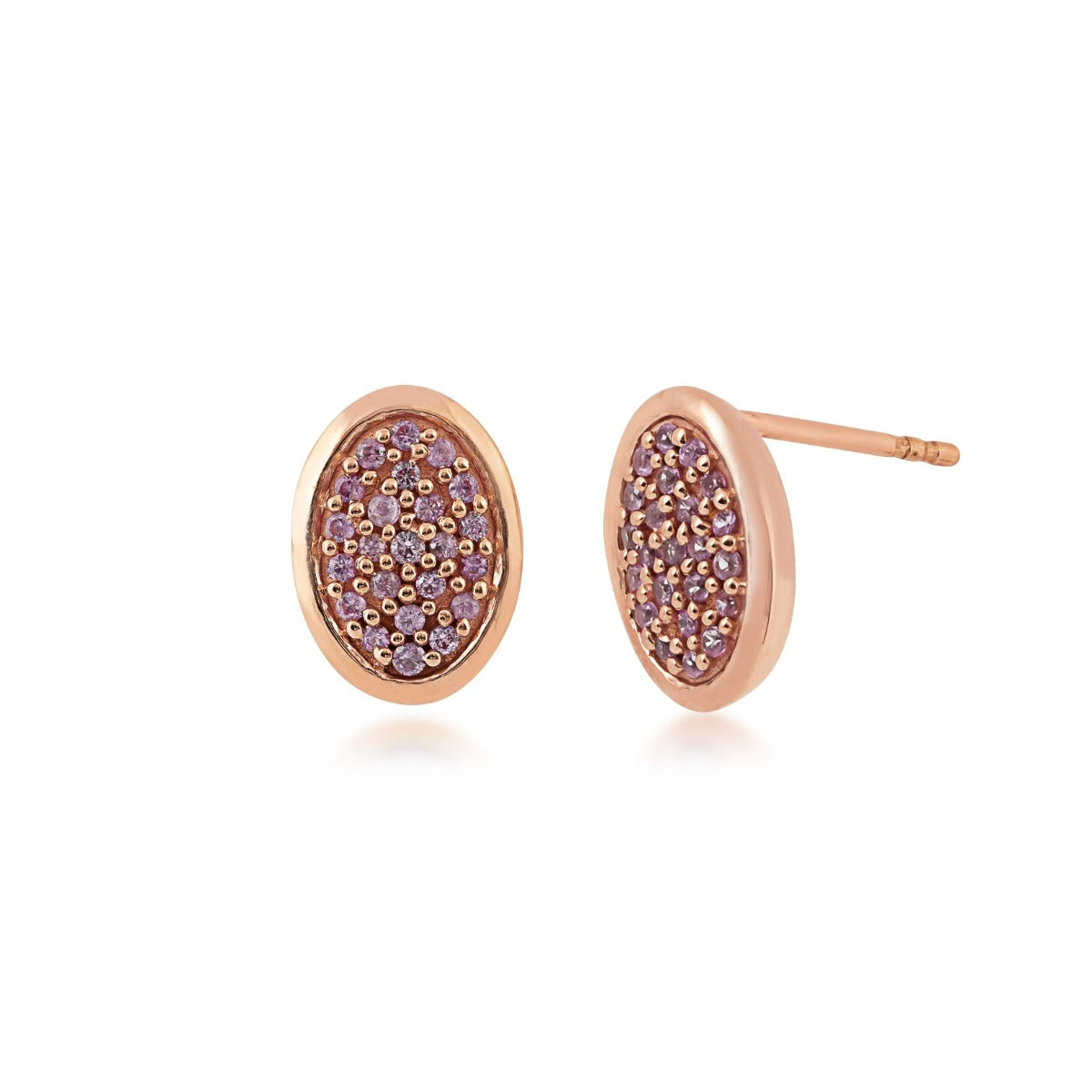Kallati Pink Sapphire Oval Cluster Earrings in 14K Pink Gold