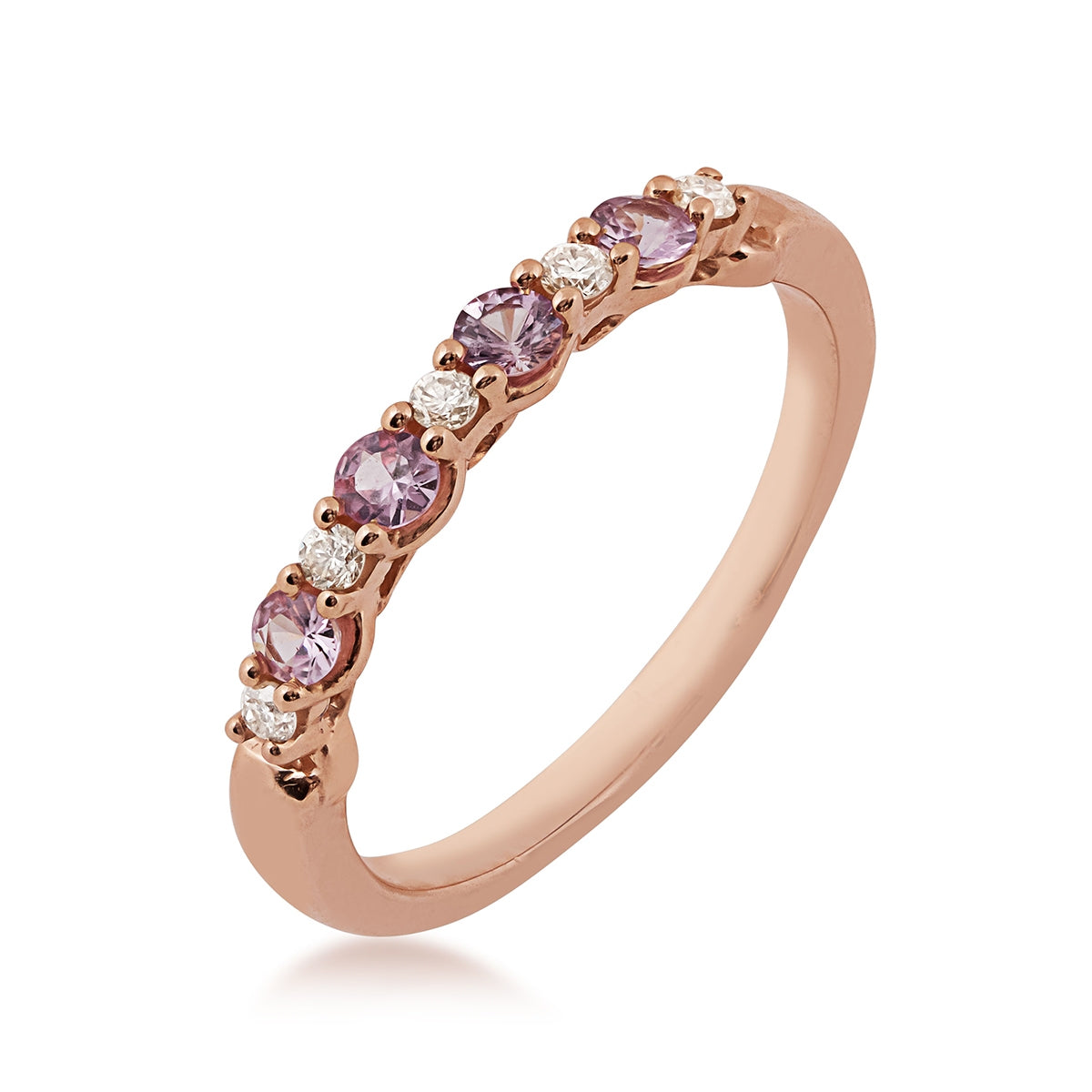Kallati Pink Sapphire & 1/10 ct. tw. Diamond Ring in 14K Pink Gold front view