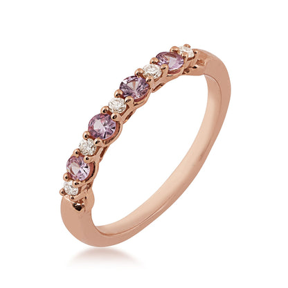 Kallati Pink Sapphire & 1/10 ct. tw. Diamond Ring in 14K Pink Gold front view
