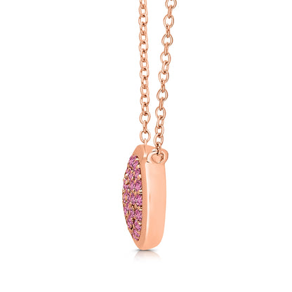 Kallati Pink Sapphire Oval Cluster Necklace in 14K Pink Gold front view